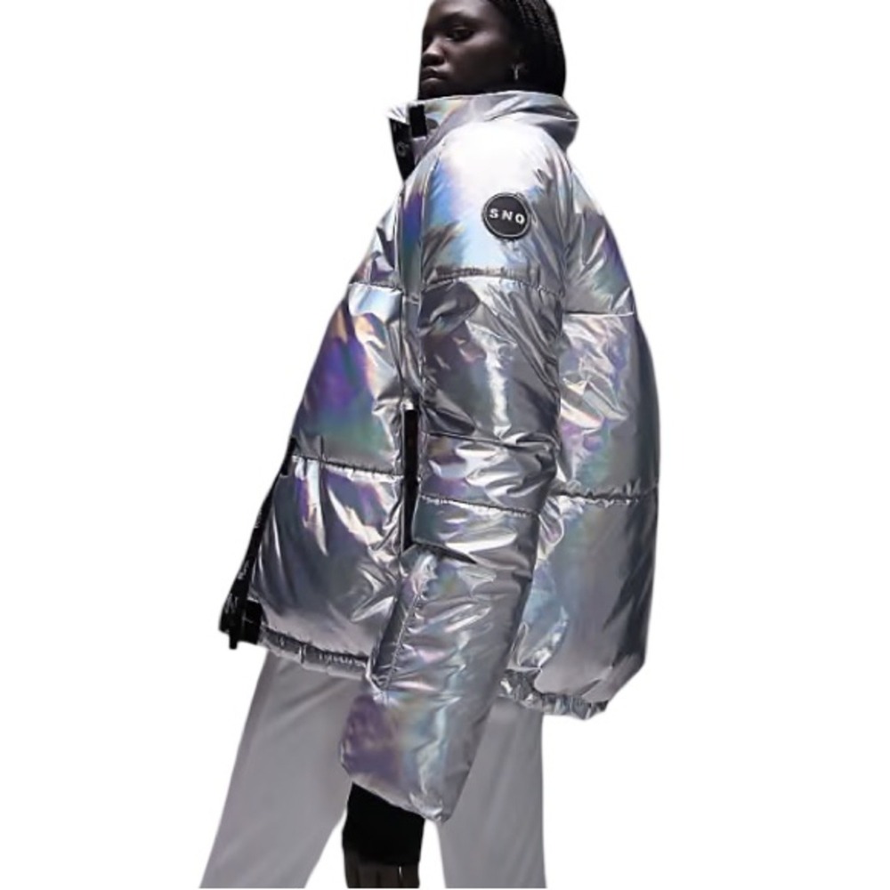 🪩 SNO Iridescent Silver Women's Puffer Jacket